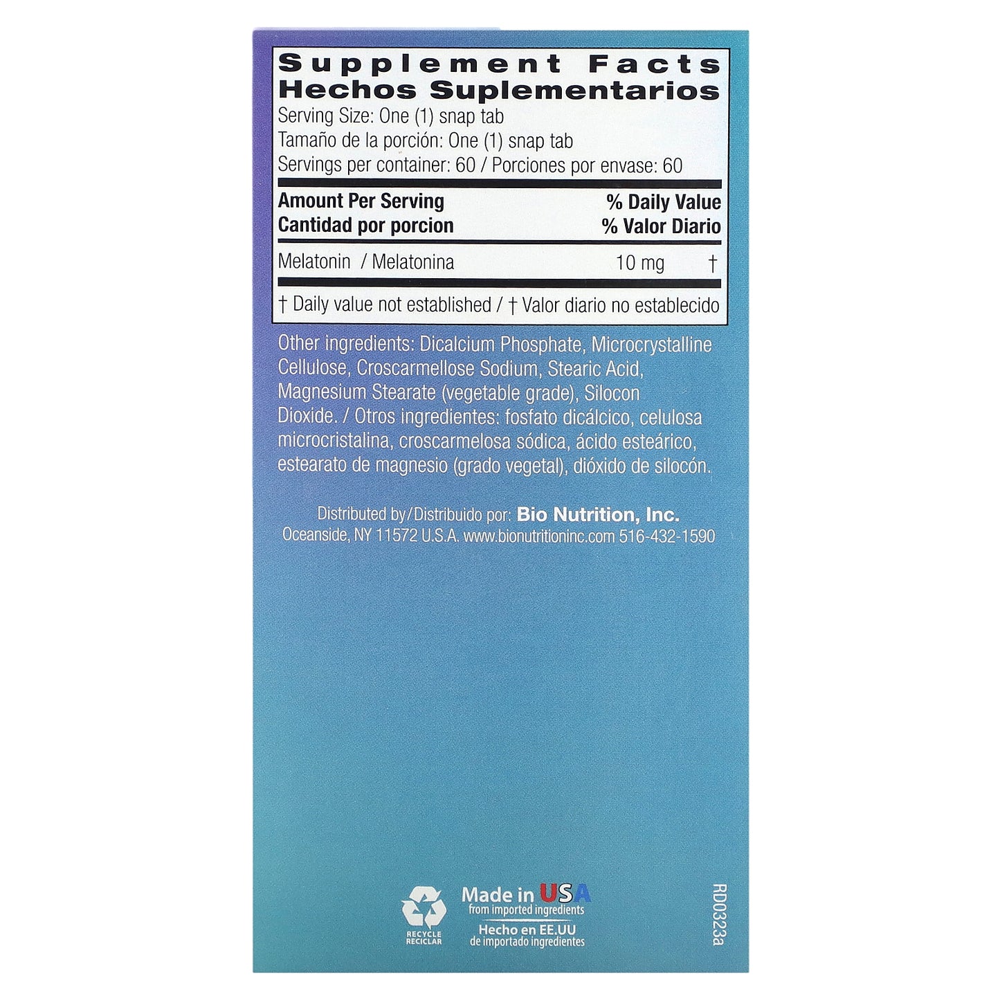 Bio Nutrition, Melatonin, 10 mg, 60 Snap Tabs