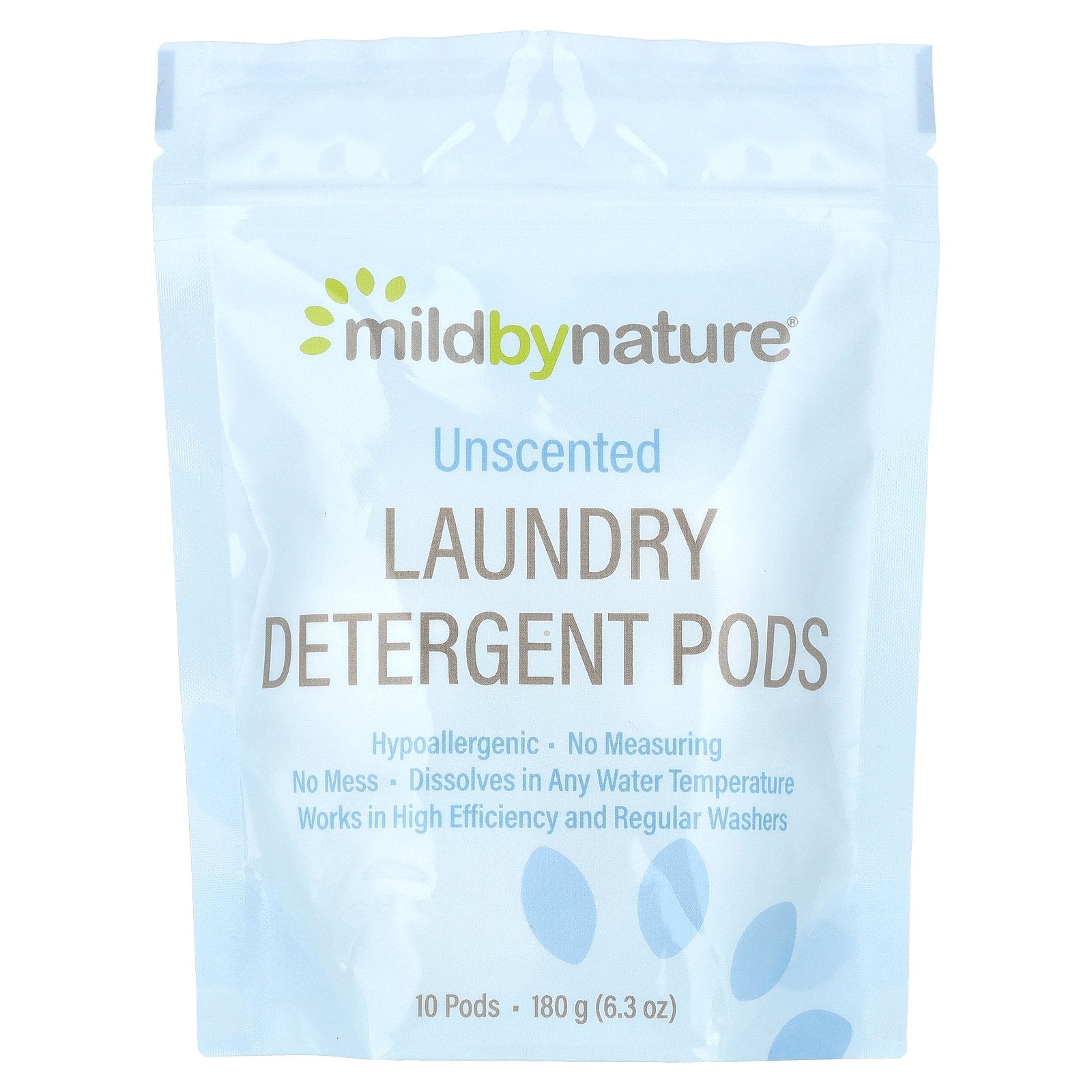 Mild By Nature, Laundry Detergent Pods, Unscented, 10 Pods, 6.3 oz (180 g)