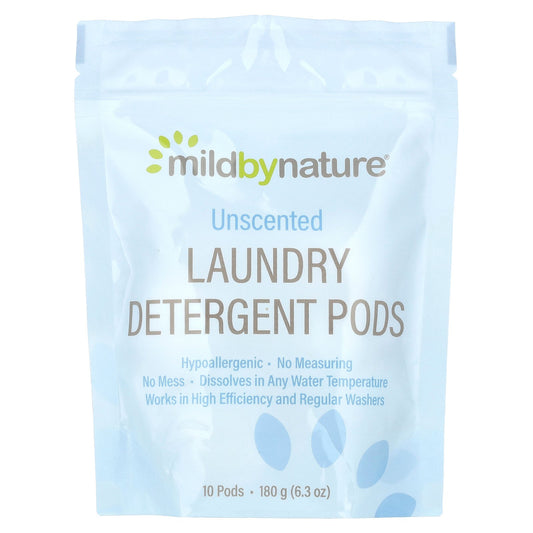 Mild By Nature, Laundry Detergent Pods, Unscented, 10 Pods, 6.3 oz (180 g)