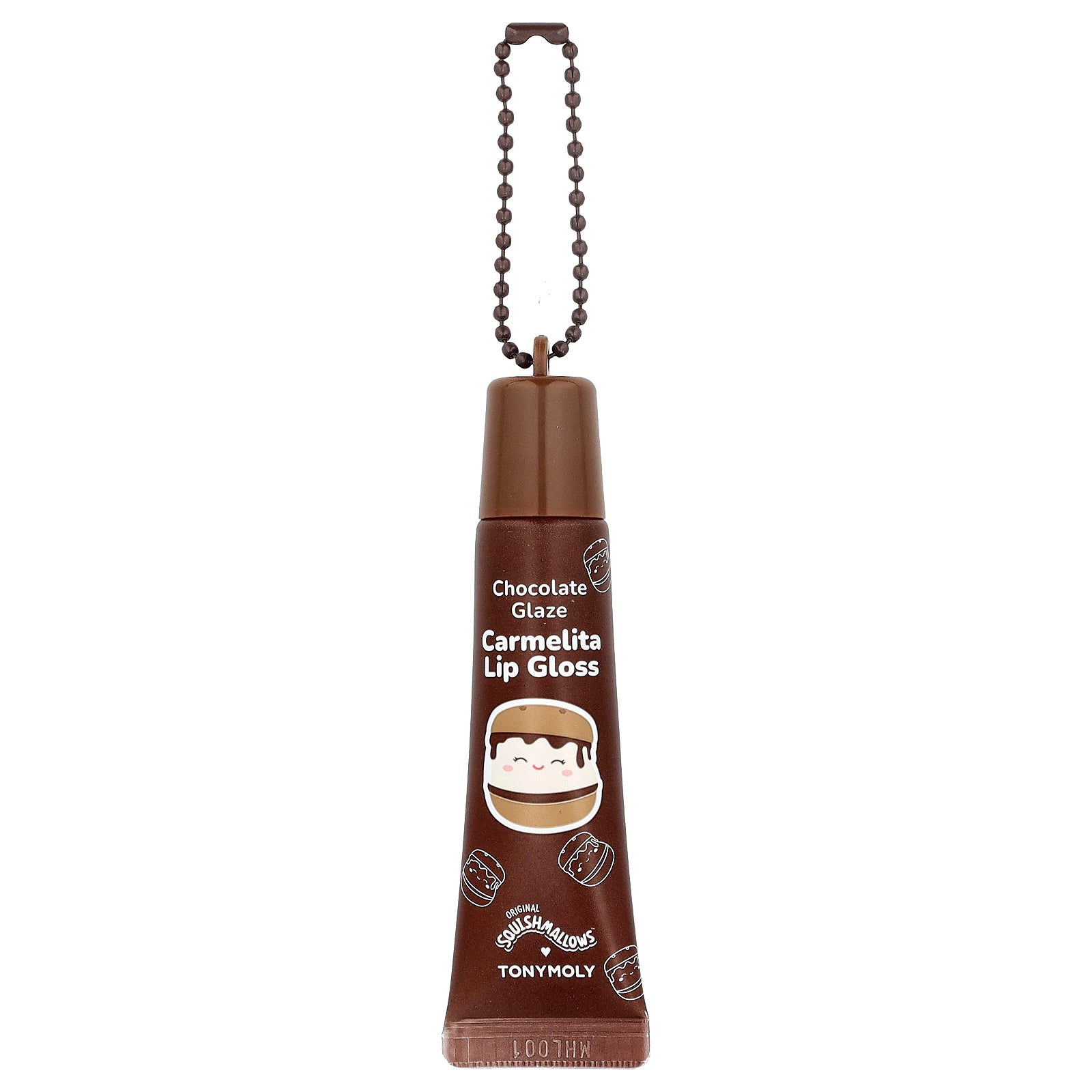 TonyMoly, Original Squishmallows™, Carmelita Key Chain Lip Gloss, Chocolate Glaze, 0.38 oz (11 g)