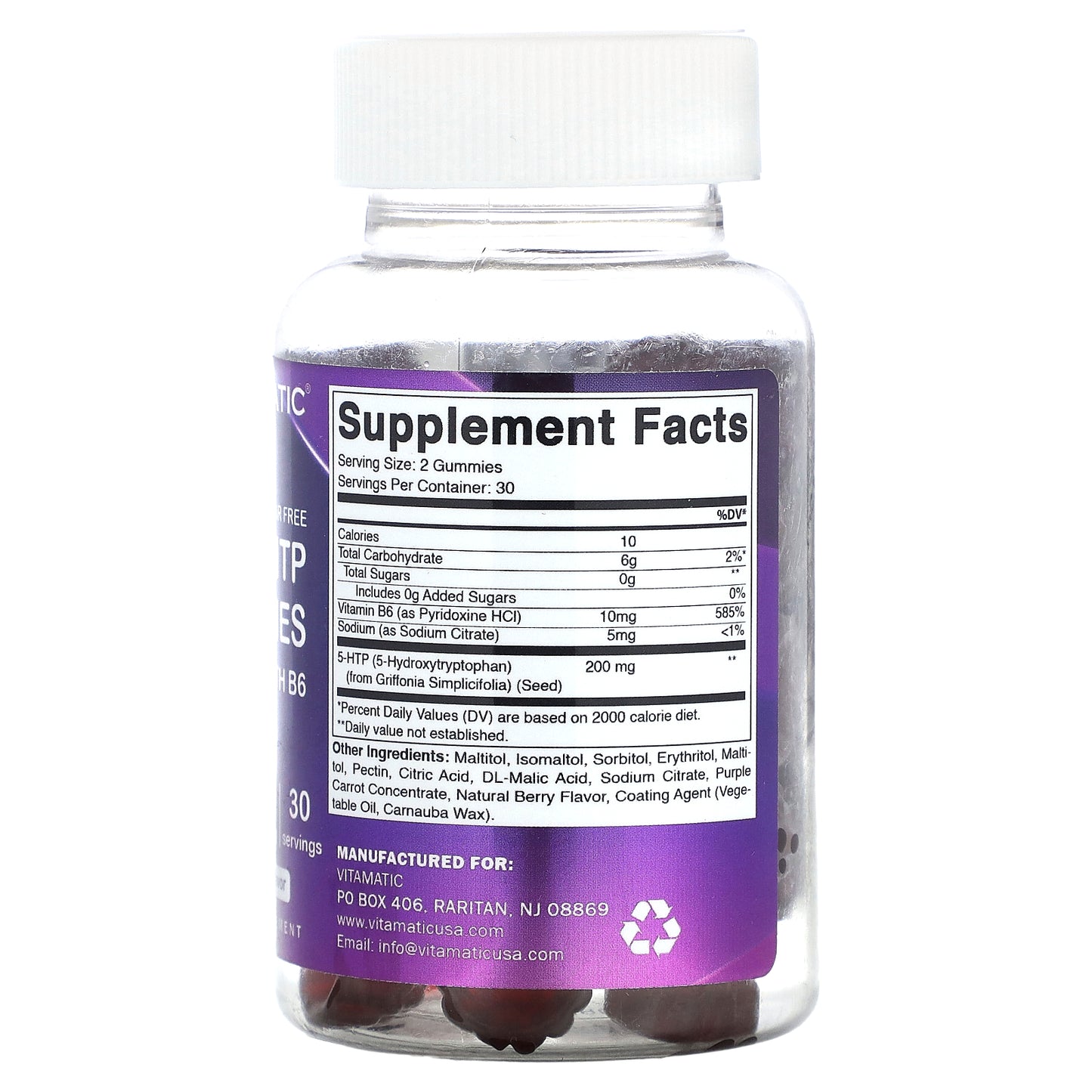 Vitamatic, 5-HTP Gummies with B6, Natural Berry, 60 Gummies