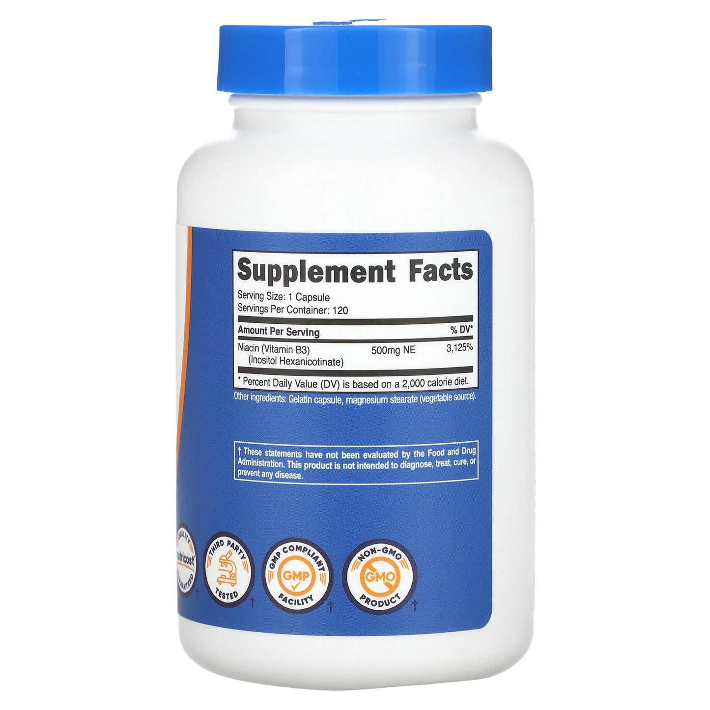 Nutricost, Niacin, Flush-Free, 500 mg, 120 Capsules