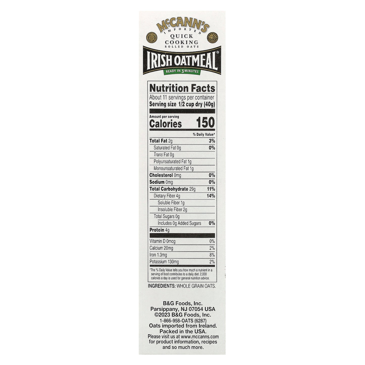 McCann's Irish Oatmeal, Quick Cooking Rolled Oats, 16 oz (453 g)