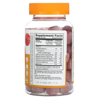 Lifeable, Kids Calcium, Magnesium & Zinc + Vitamin D3 Gummies, Natural Raspberry, 60 Gummies