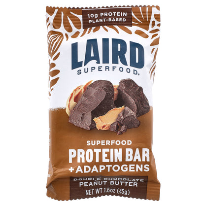 Laird Superfood, Superfood Protein Bar + Adaptogens, Double Chocolate Peanut Butter  , 10 Bars, 1.6 oz (45 g) Each