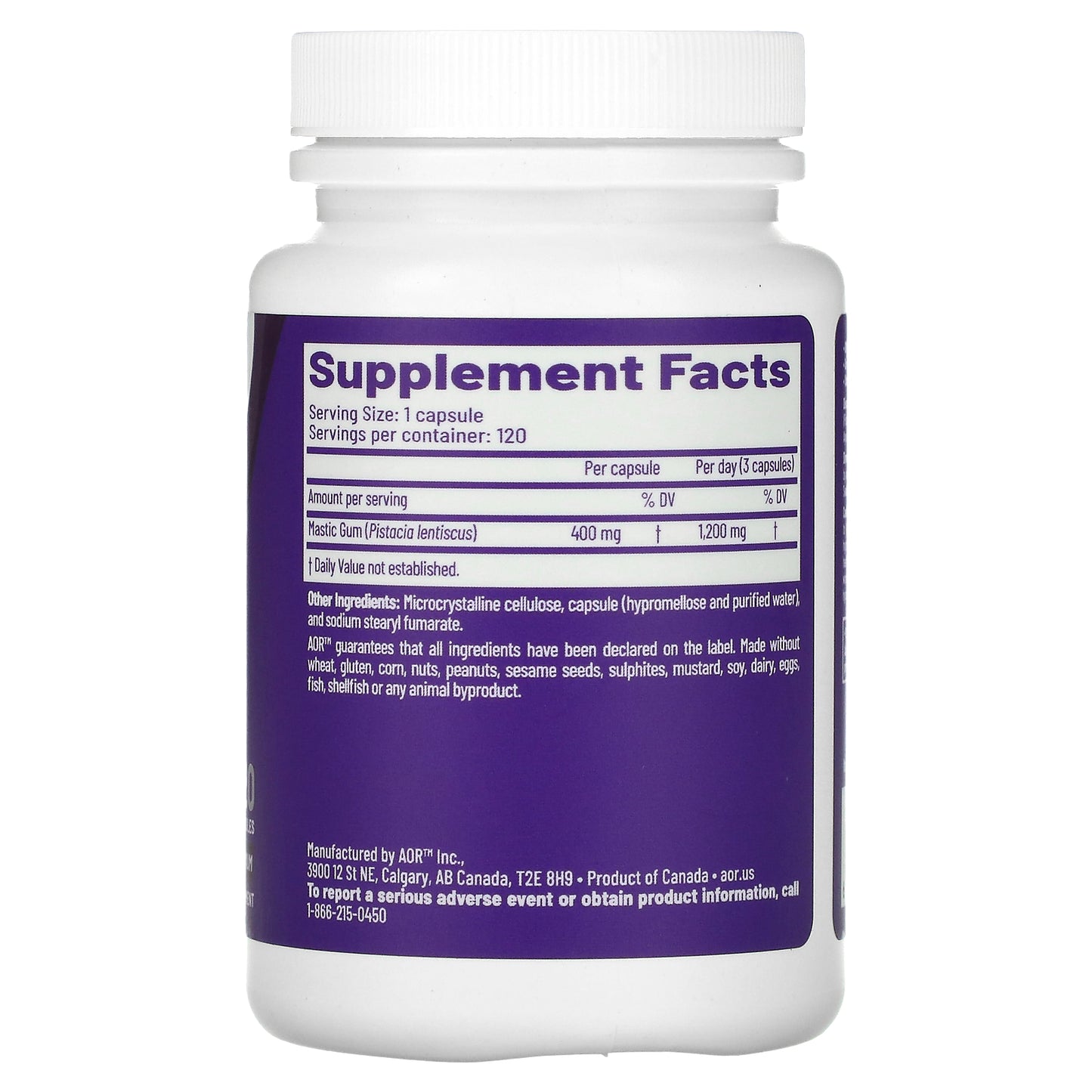 Advanced Orthomolecular Research AOR, Mastica Chios, 400 mg , 120 Capsules