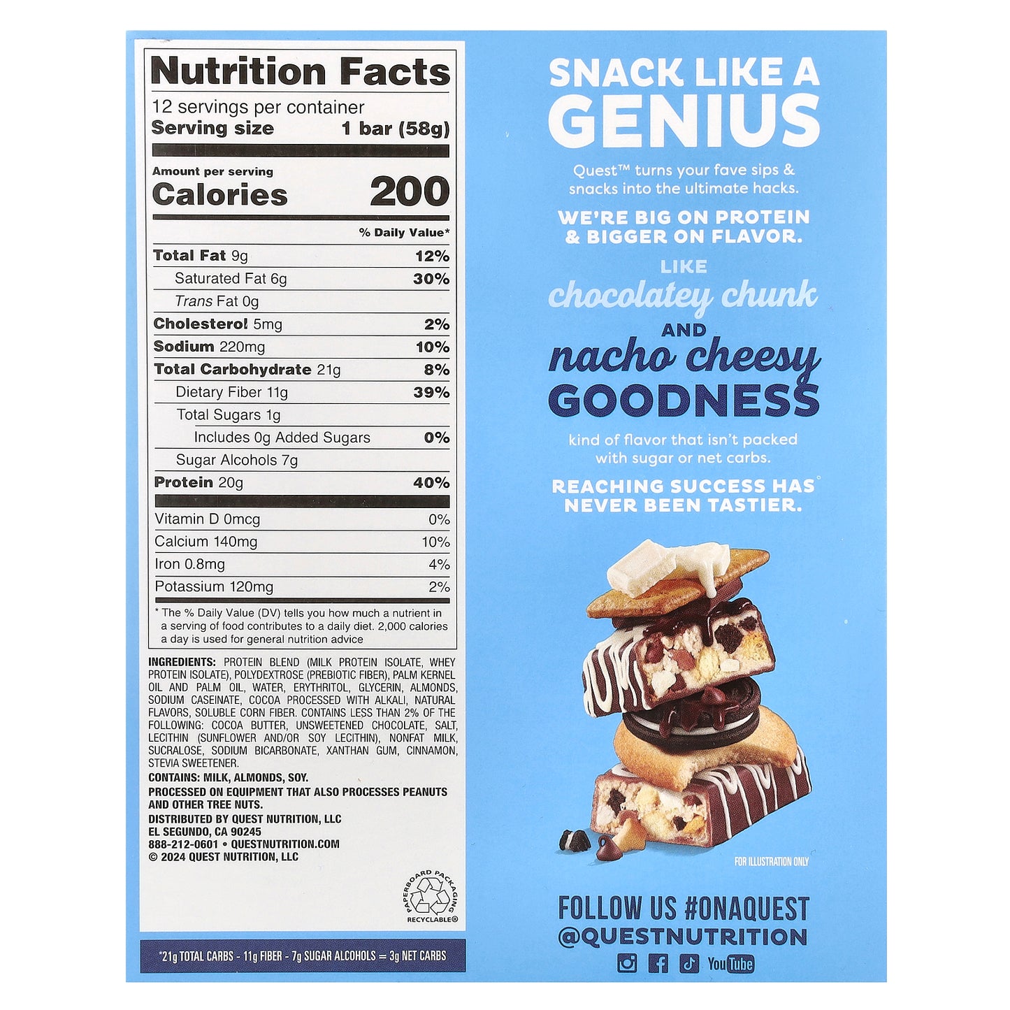 Quest Nutrition, Overload Protein Bar, Cookie Commotion, 12 Bars, 2.04 oz (58 g) Each