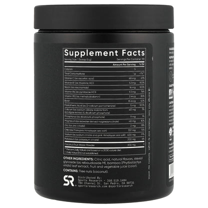 Sports Research, Hydrate Electrolytes, Raspberry Lemonade, 15.87 oz (450 g)