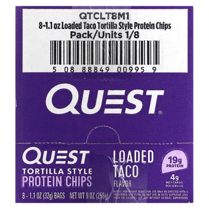 Quest Nutrition, Tortilla Style Protein Chips, Loaded Taco, 8 Bags, 1.1 oz (32 g) Each