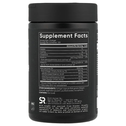Sports Research, Alaskan Cod Liver Oil, 120 Softgels