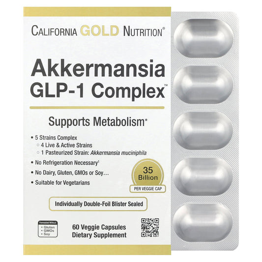 California Gold Nutrition, Akkermansia + Probiotics GLP-1 Complex, 60 Veggie Capsules