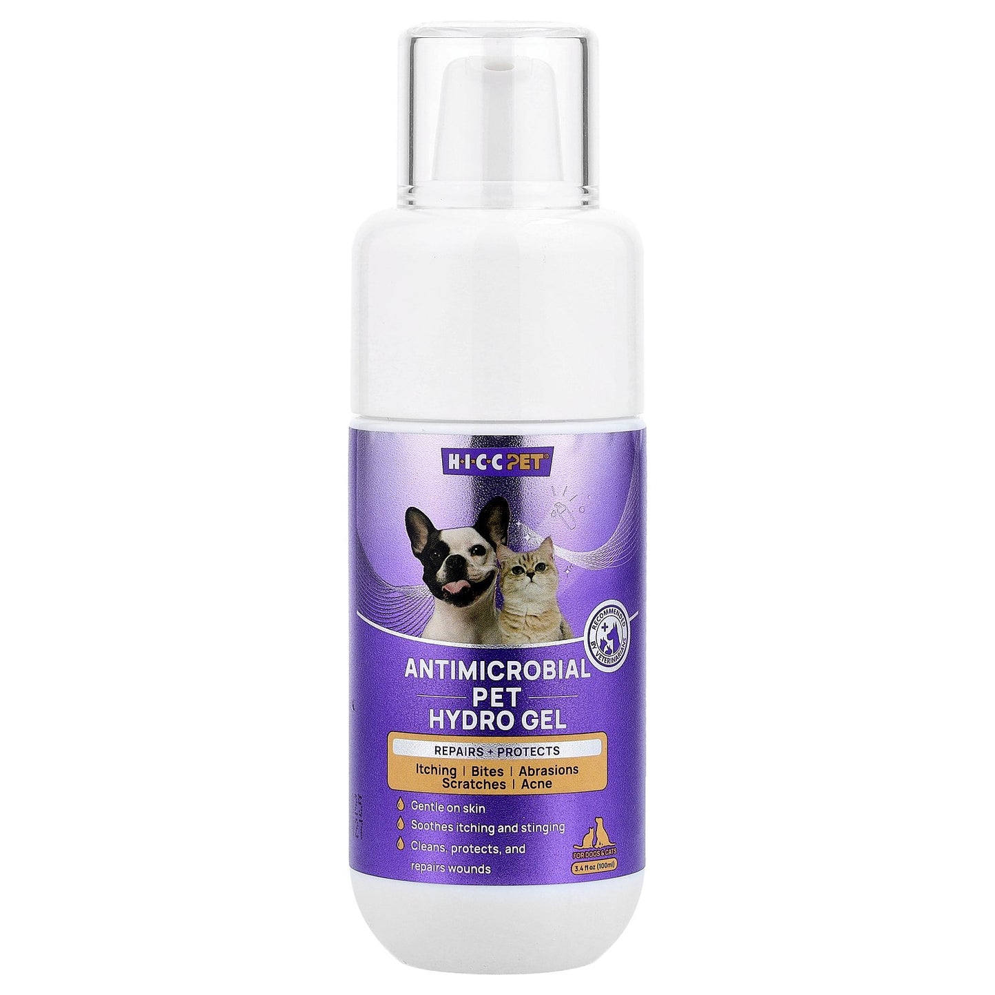 HICC Pet, Antimicrobial Pet Hydro Gel, For Dogs & Cats, 3.4 fl oz (100 ml)