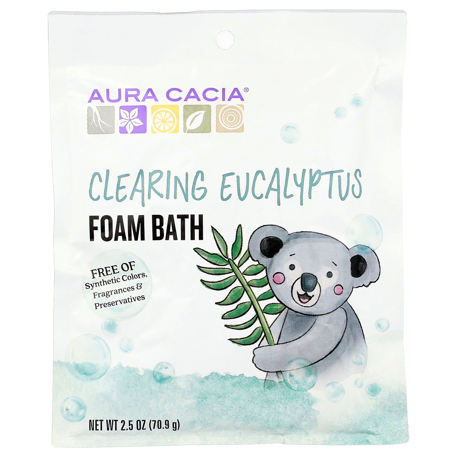 Aura Cacia, Foam Bath, Clearing  Eucalyptus, 2.5 oz (70.9 g)