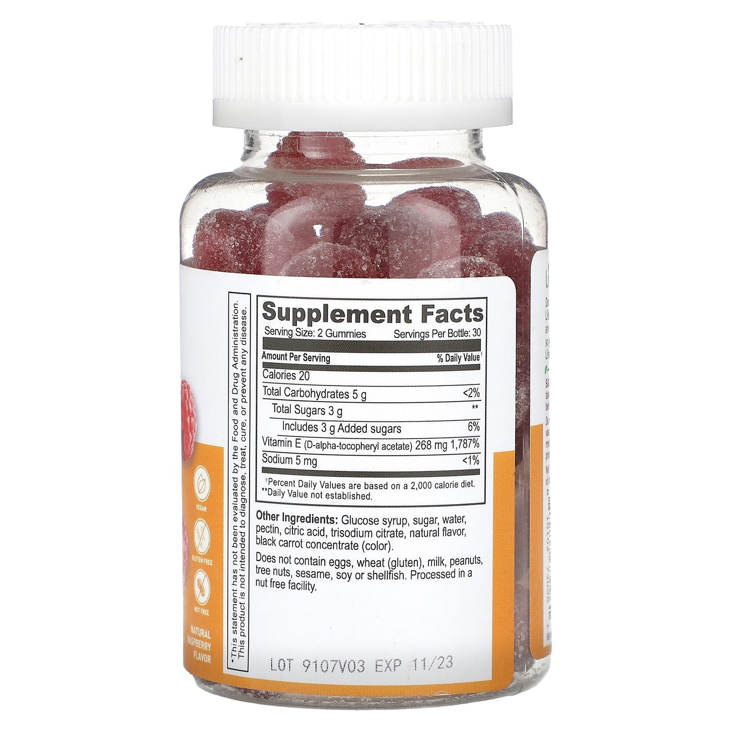 Lifeable, High Potency Vitamin E Gummies, Natural Raspberry, 268 mg, 60 Gummies (134 mg per Gummy)