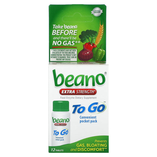 Beano, To Go, Extra Strength, 800 GALU, 12 Tablets (400 GALU per Tablet)