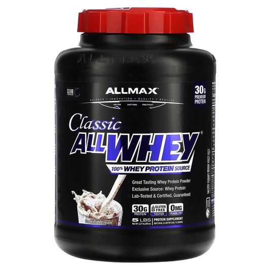 ALLMAX, CLASSIC ALLWHEY®, 100% Whey Protein Source, Cookies & Cream, 5 lbs. (2.27 kg)