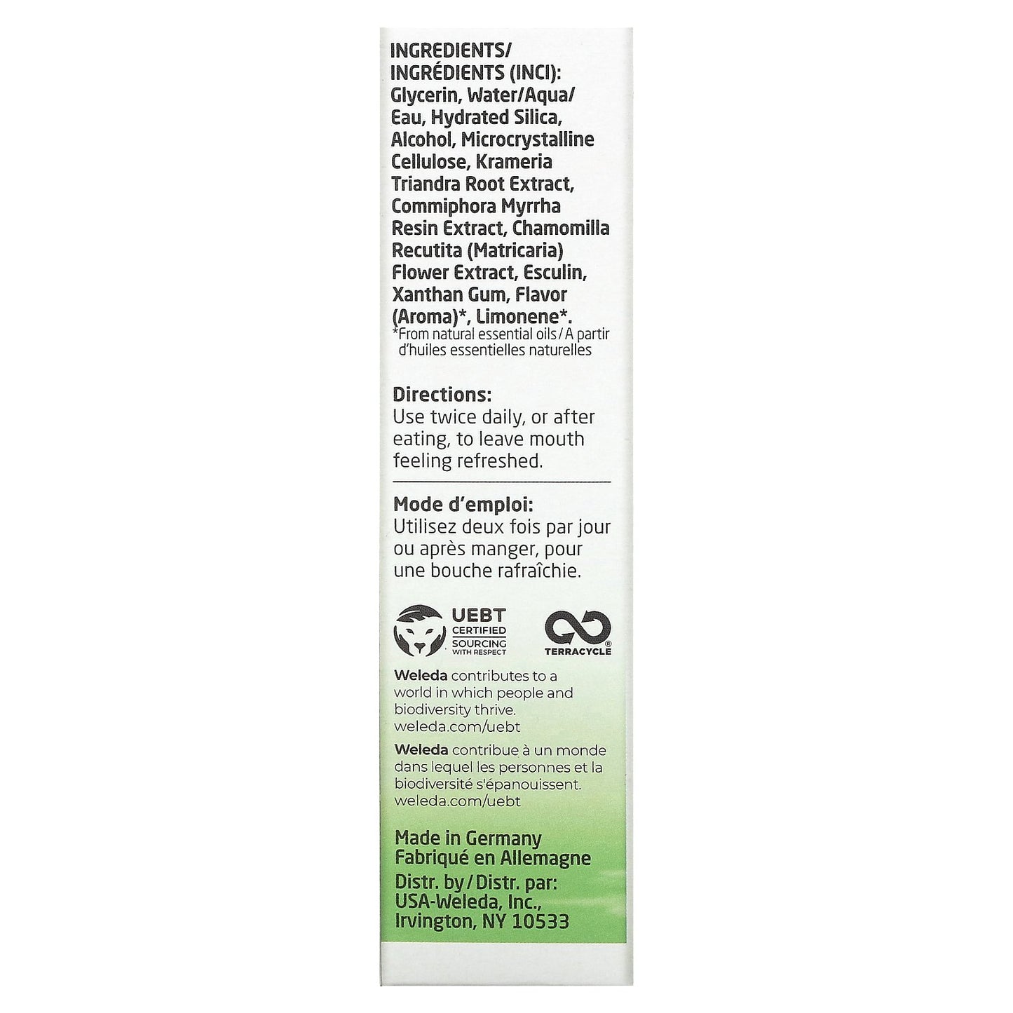 Weleda, Oral Care, Plant Gel Toothpaste, Fluoride Free, Spearmint, 2.5 fl oz (75 ml)