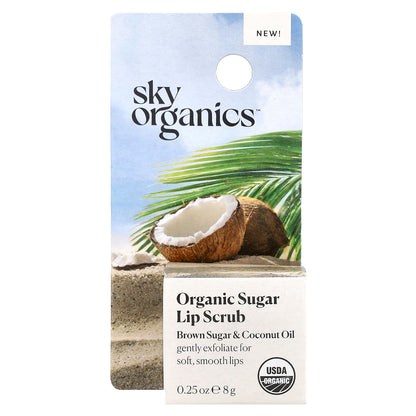 Sky Organics, Organic Sugar Lip Scrub, Brown Sugar & Coconut Oil, 0.25 oz (8 g)