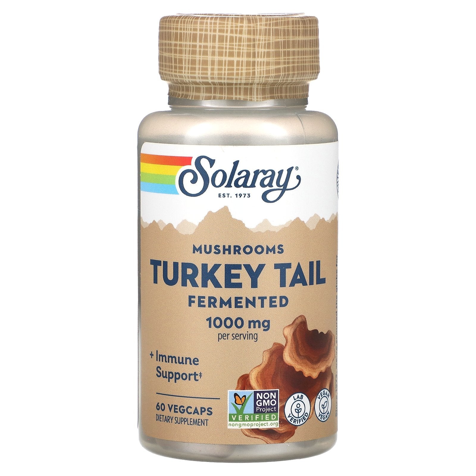 Solaray, Fermented Turkey Tail Mushrooms, 1,000 mg, 60 VegCaps (500 mg per Capsule)