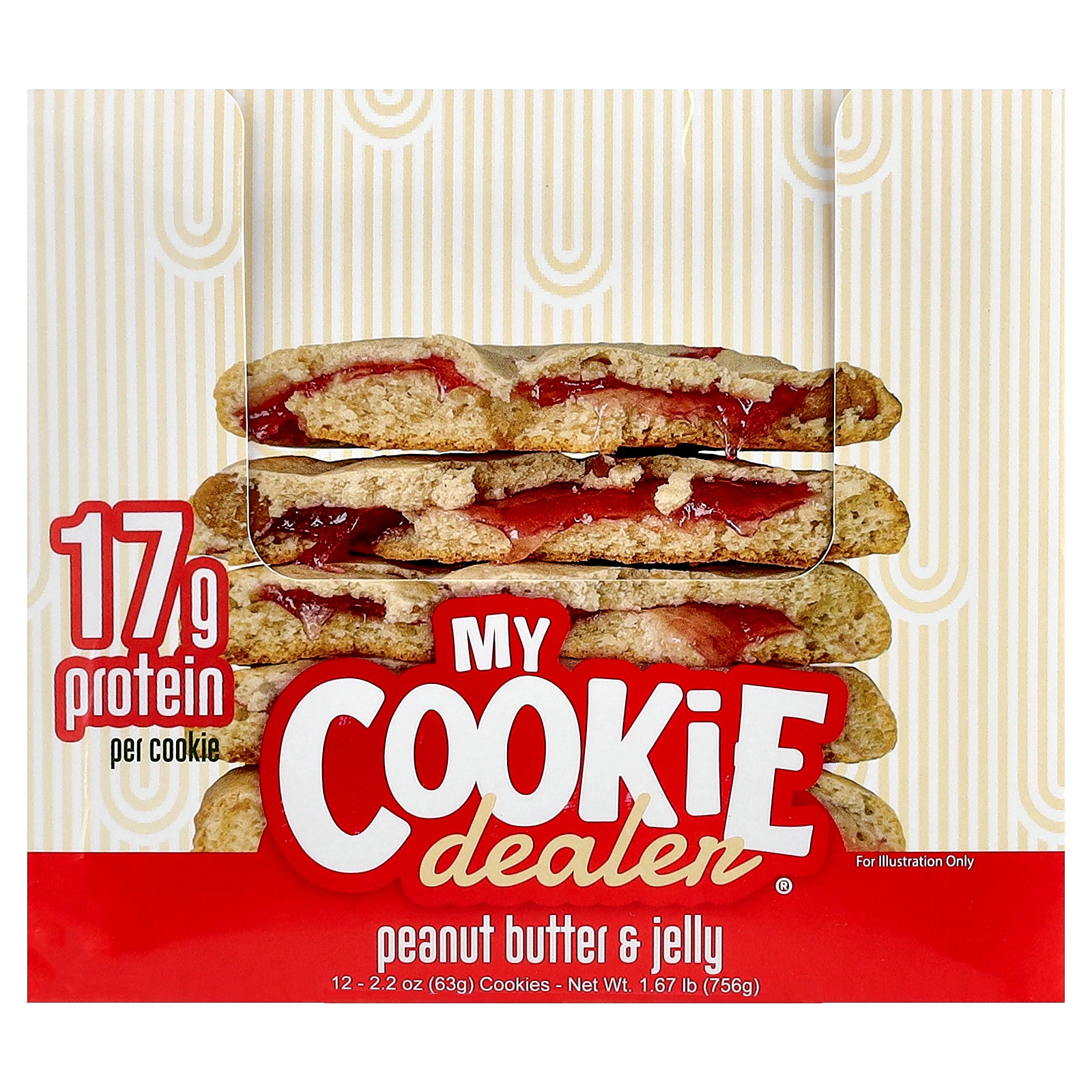 My Cookie Dealer Protein, Protein Cookie, Peanut Butter & Jelly, 12 Cookies, 2.2 oz (63 g) Each