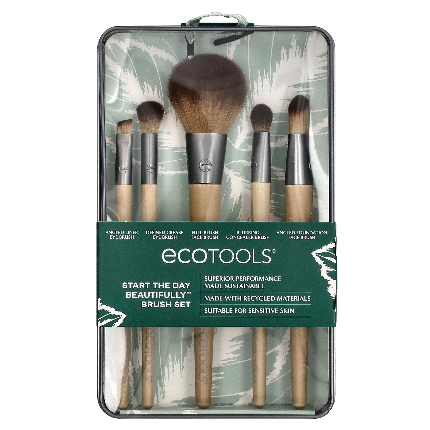 EcoTools, Start The Day Beautifully Brush Set, 5 Piece Set & Storage Tin