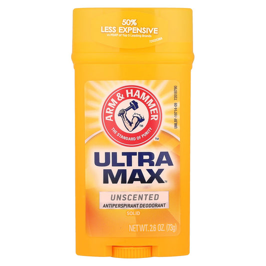 Arm & Hammer, Ultra Max™, Antiperspirant Deodorant Solid, Unscented, 2.6 oz (73 g)