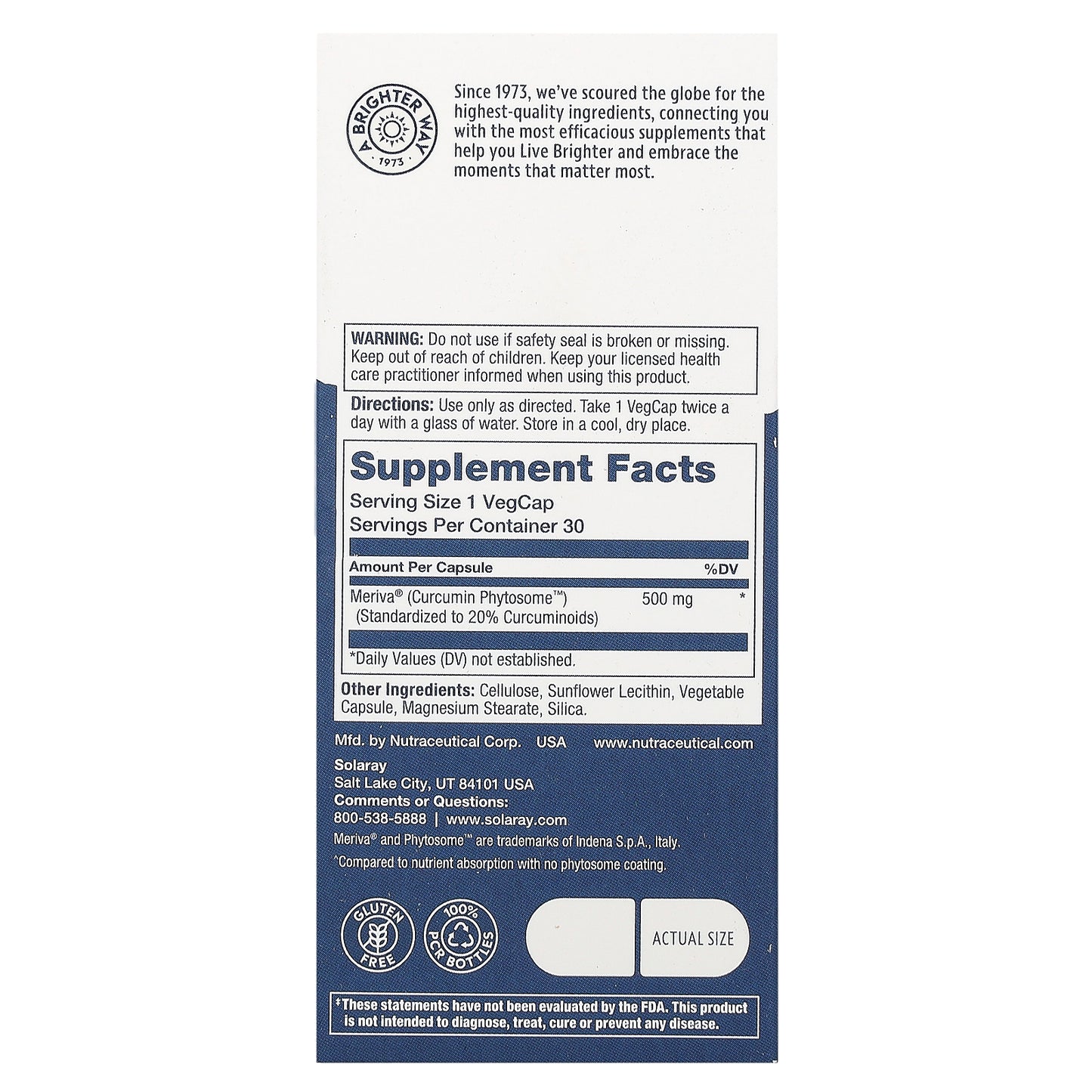 Solaray, Turmeric Phytosome, 500 mg, 30 Vegcaps