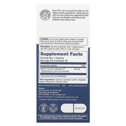 Solaray, Turmeric Phytosome, 500 mg, 30 Vegcaps