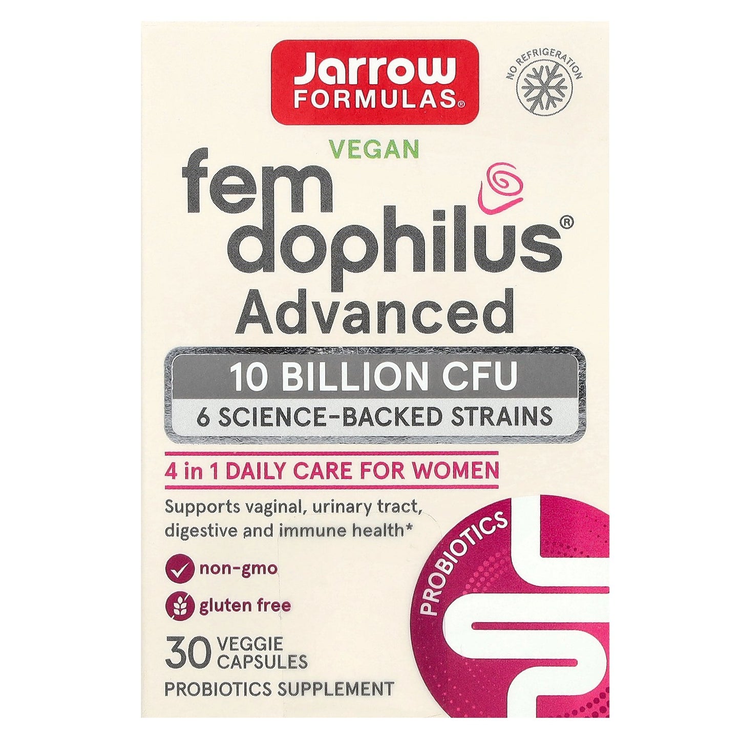 Jarrow Formulas, Vegan Fem Dophilus, Advanced, 10 Billion CFU (250 mg), 30 Veggies Capsules