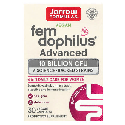 Jarrow Formulas, Vegan Fem Dophilus, Advanced, 10 Billion CFU (250 mg), 30 Veggies Capsules
