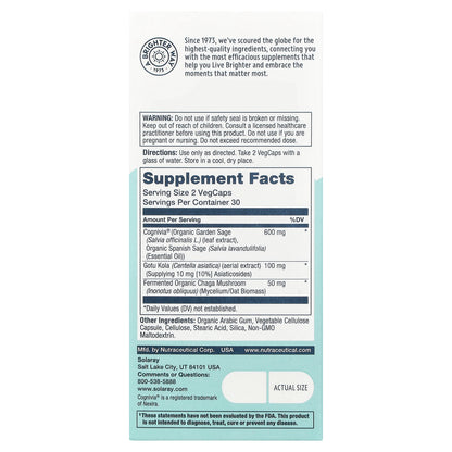 Solaray, Sharpmind™ Memory with Cognivia® Sage, Gotu Kola & Chaga Mushroom, 60 Vegcaps