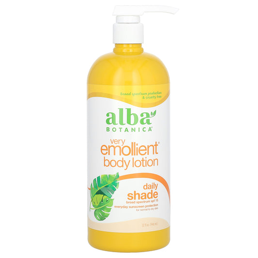 Alba Botanica, Very Emollient Body Lotion, Daily Shade, SPF 15, 32 fl oz (946 ml)