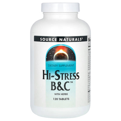 Source Naturals, Hi-Stress B&C With Herbs, 120 Tablets