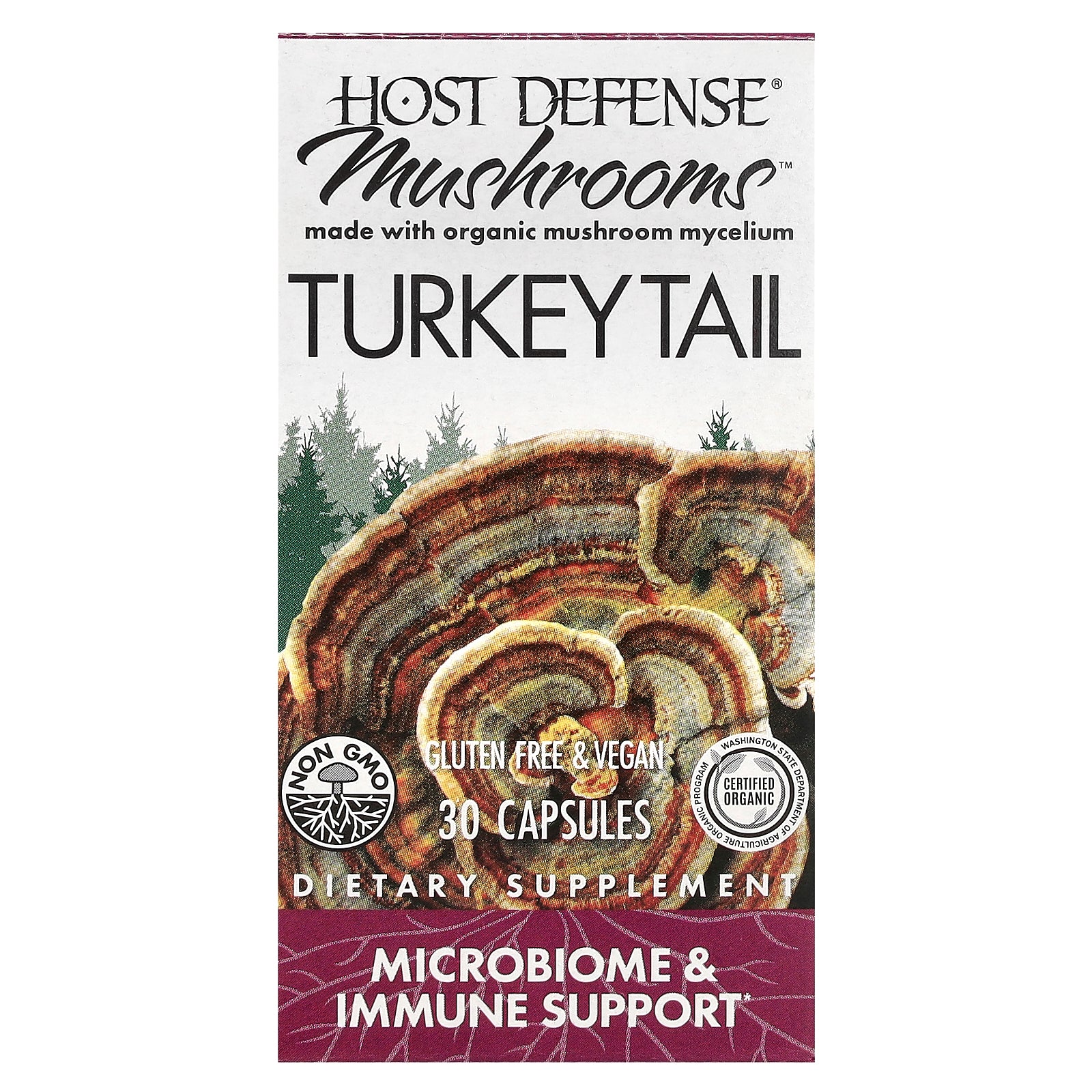 Host Defense, Mushrooms, Turkey Tail, 30 Capsules (0.5 g per Capsule)