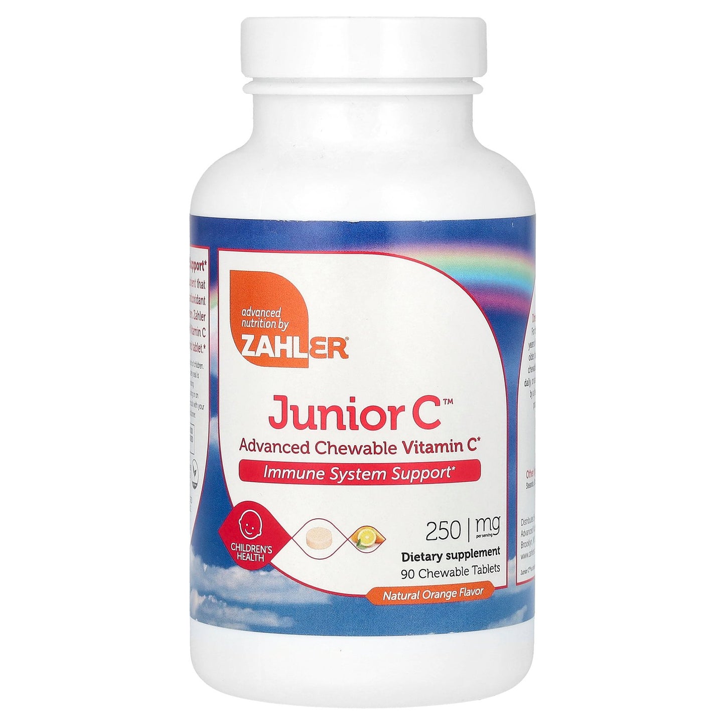 Zahler, Junior C, Advanced Chewable Vitamin C, Natural Orange, 250 mg, 90 Chewable Tablets