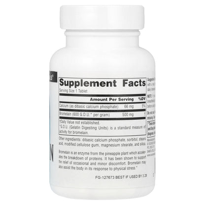 Source Naturals, Bromelain 600 GDU/g, 60 Tablets