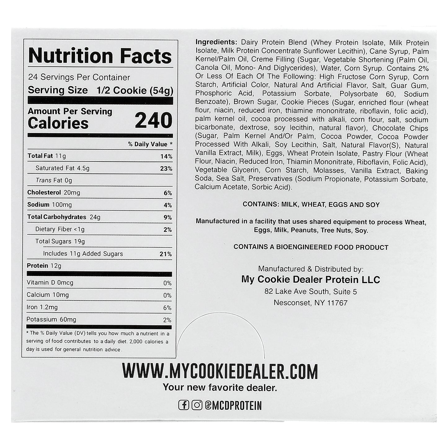 My Cookie Dealer Protein, Protein Cookie, Milk & Cookies, 12 Cookies, 3.8 oz (108 g) Each