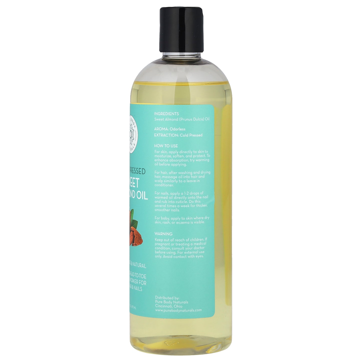 Pure Body Naturals, Sweet Almond Oil, 16 fl oz (473 ml)