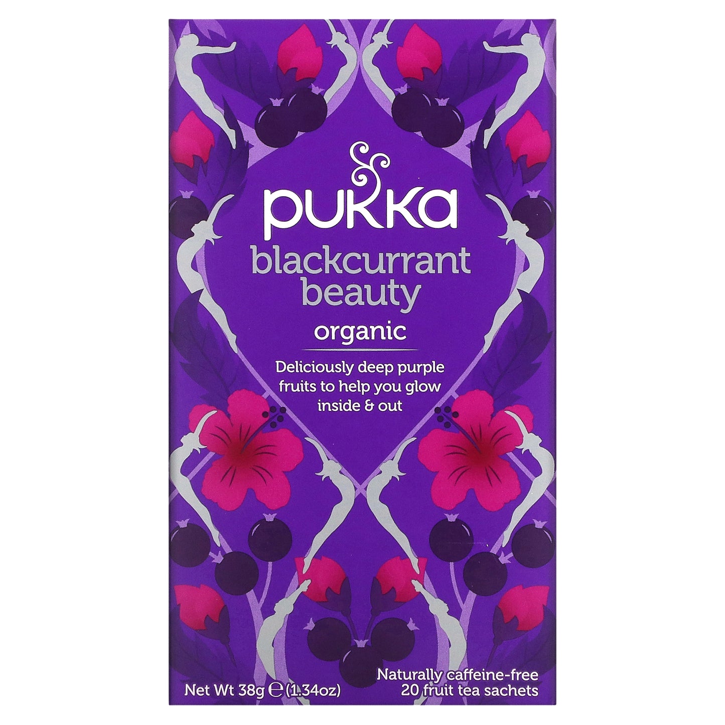 Pukka Herbs, Organic Fruit Tea, Blackcurrant Beauty, Caffeine-Free, 20 Sachets, 1.34 oz (38 g)