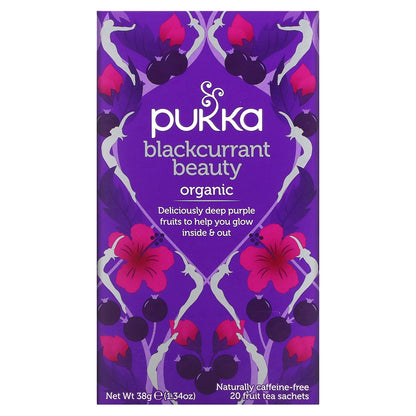 Pukka Herbs, Organic Fruit Tea, Blackcurrant Beauty, Caffeine-Free, 20 Sachets, 1.34 oz (38 g)