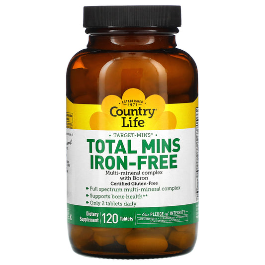 Country Life, Target-Mins Total Mins, Iron-Free, 120 Tablets