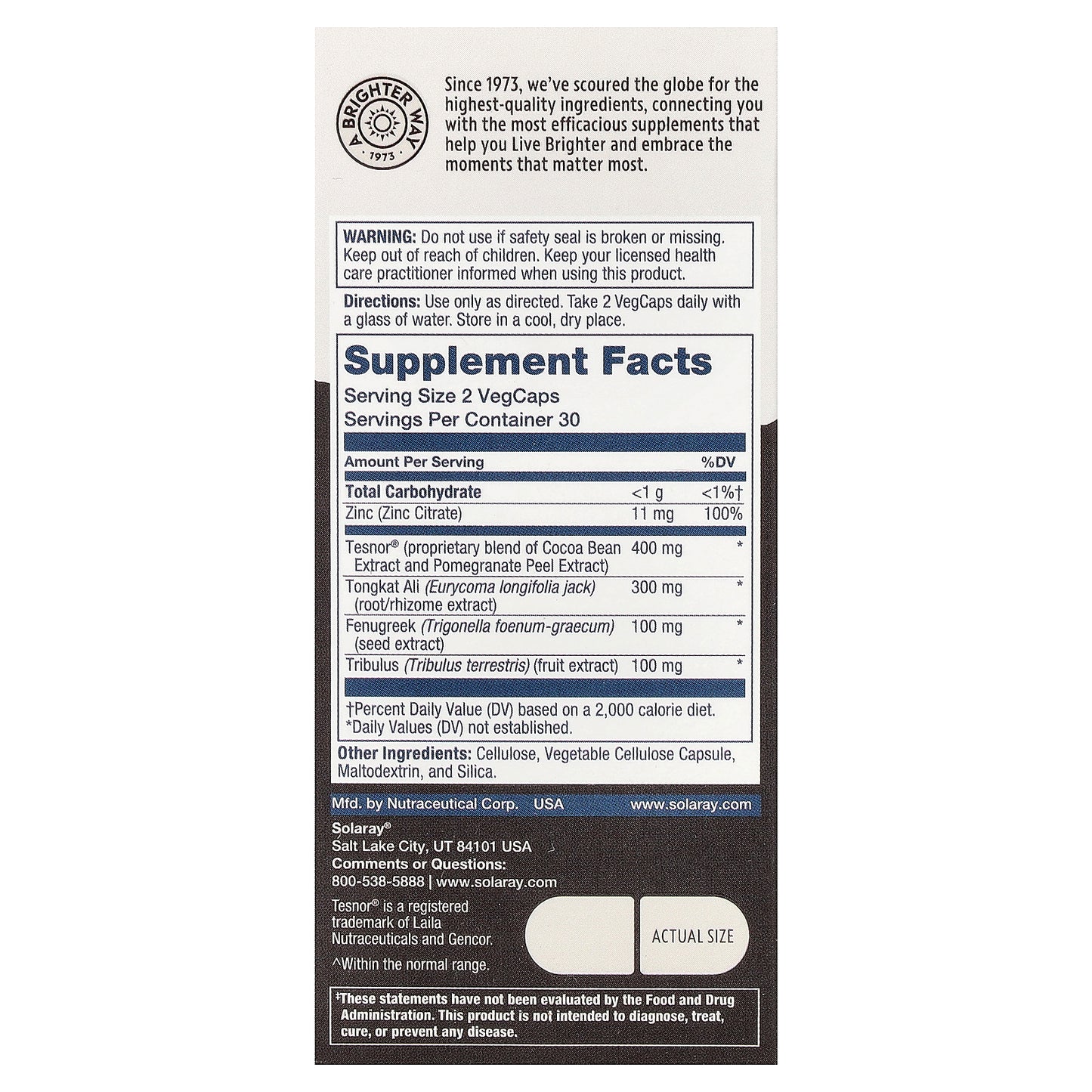 Solaray, Men's Testosterone Support, 60 VegCaps