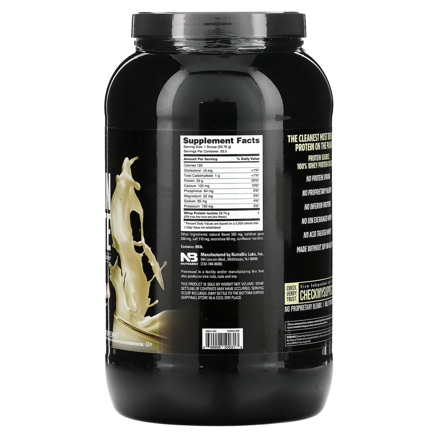 NutraBio, Whey Protein Isolate, Alpine Vanilla, 2 lb (907 g)