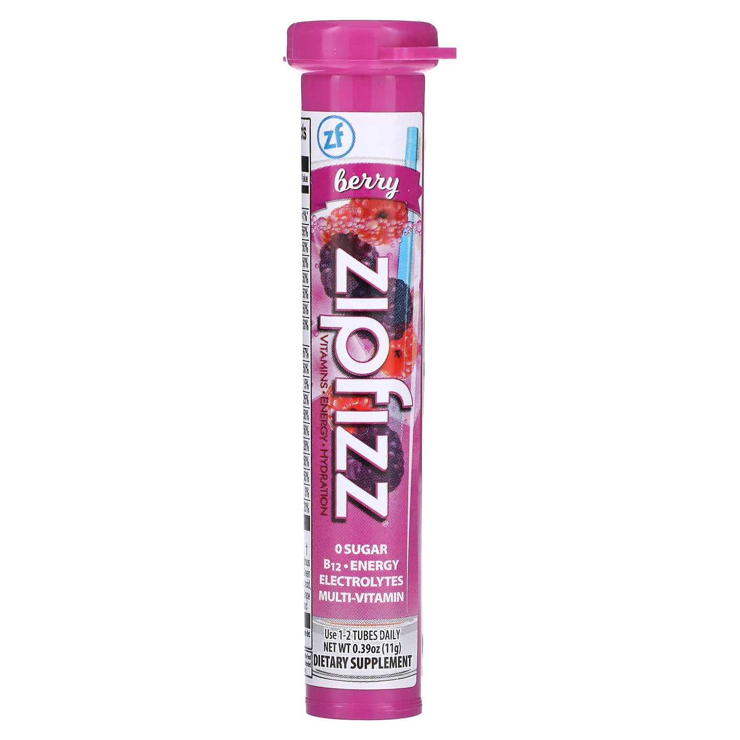 Zipfizz, Energy Drink Mix, Berry, 20 Tubes, 0.39 oz (11 g) Each