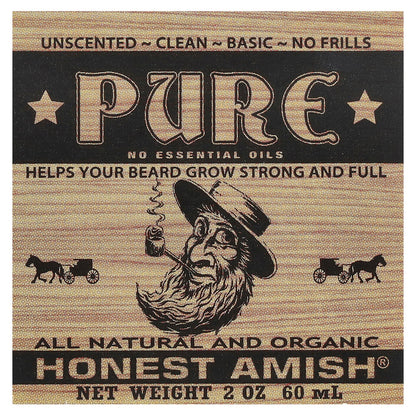 Honest Amish, Pure Beard Balm, Unscented, 2 oz (60 ml)