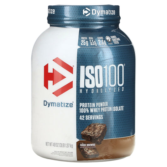 Dymatize, ISO100® Hydrolyzed, 100% Whey Protein Isolate, Fudge Brownie, 3 lb (1.37 kg)