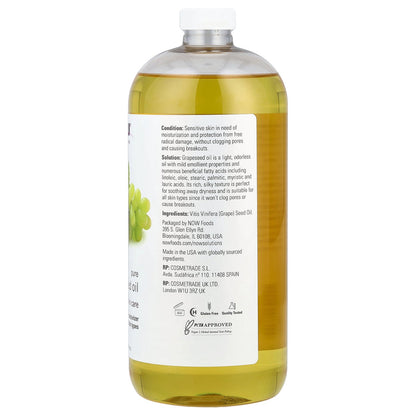 NOW Foods, Solutions, Pure Grapeseed Oil, All Skin Types, 32 fl oz (946 ml)