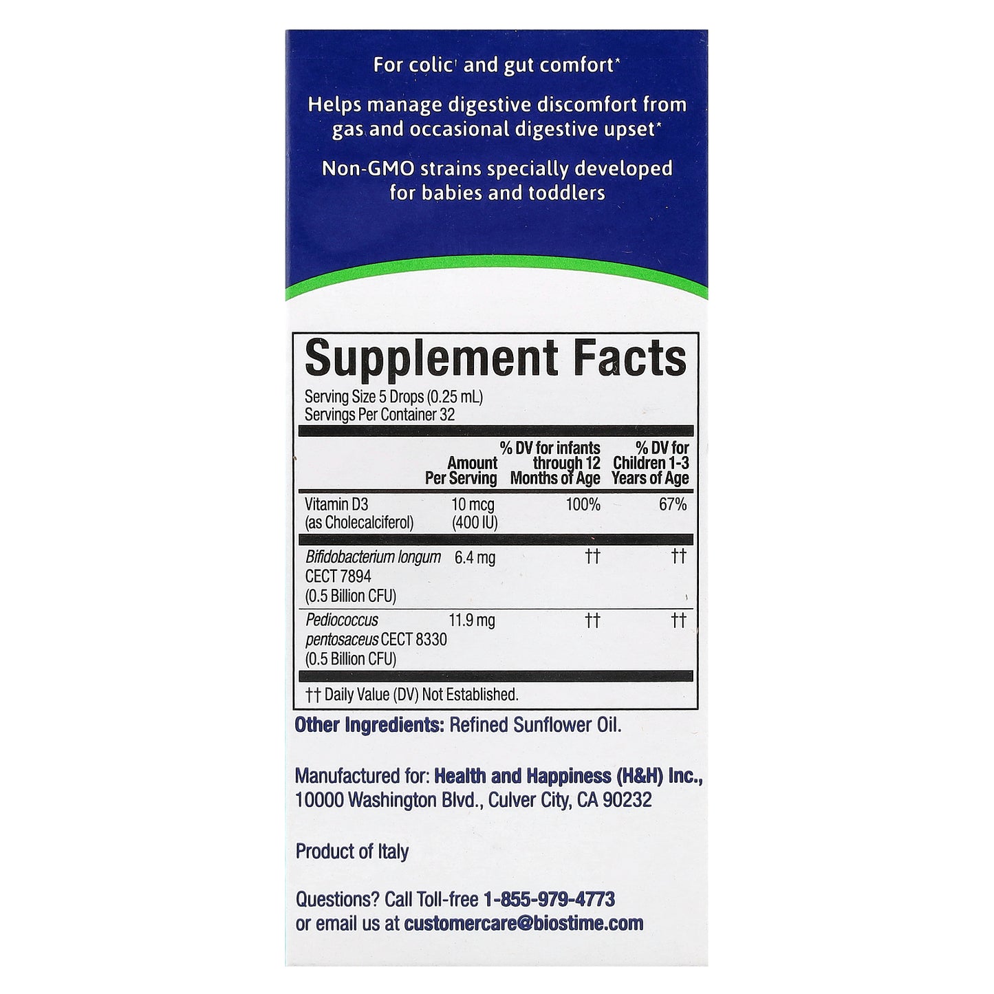 Biostime, Baby, Vitamin D Colic Calm Probiotic Drops, Newborn-3 Years, Flavorless, 0.27 fl oz (8 ml)