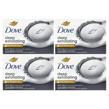 Dove, Deep Exfoliating Beauty Bar with Charcoal Powder & Glycerin, 4 Bars, 3.75 oz (106 g) Each