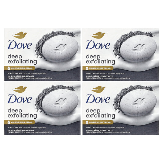 Dove, Deep Exfoliating Beauty Bar with Charcoal Powder & Glycerin, 4 Bars, 3.75 oz (106 g) Each